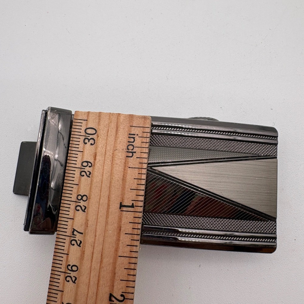 Gunmetal Grey Automatic Ratchet Belt Buckle Geometric Textured Sliding Buckle - Picture 8 of 9